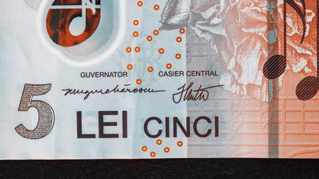 Romanian LEI Currency Banknote. RON Money European Currencyの写真素材