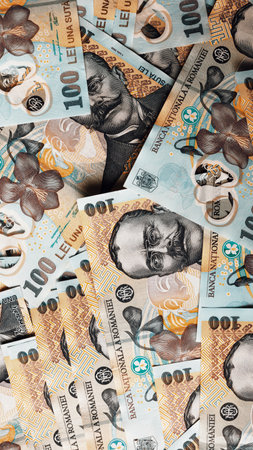 Romanian LEI Currency Banknote. RON Money European Currencyの写真素材