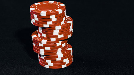 Stack of poker chips for high-stakes casino gamesの写真素材