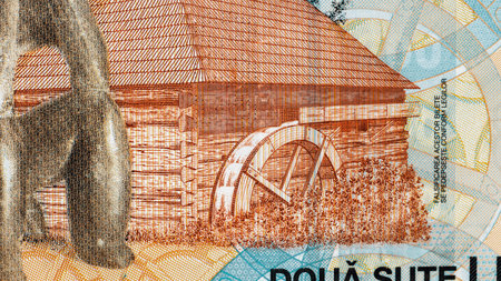 Romanian LEI Currency Banknote. RON Money European Currencyの写真素材