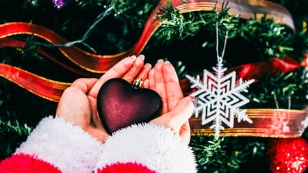 Christmas decorations. Colorful Christmas lights backgroundの写真素材