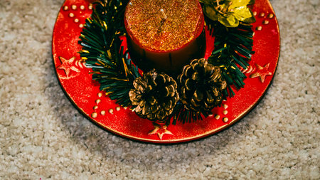Christmas decorations. Colorful Christmas lights backgroundの写真素材