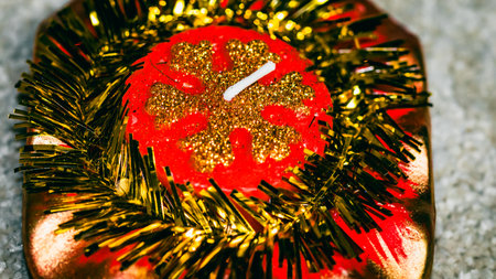 Christmas decorations. Colorful Christmas lights backgroundの写真素材