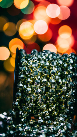 Christmas decorations. Colorful Christmas lights backgroundの写真素材