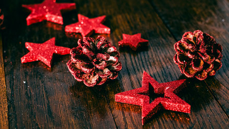 Christmas decorations. Colorful Christmas lights backgroundの写真素材