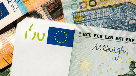 EURO currency. Europe inflation, EUR money. European Union currencyの写真素材
