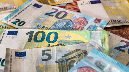 EURO currency. Europe inflation, EUR money. European Union currencyの写真素材