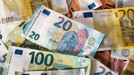 EURO currency. Europe inflation, EUR money. European Union currencyの写真素材