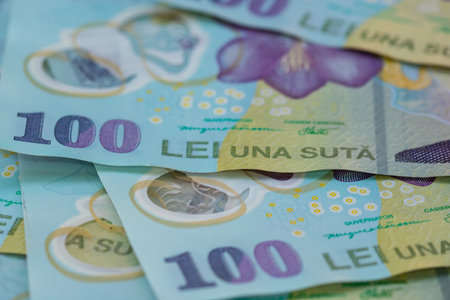 RON Leu Money European Currencyの写真素材