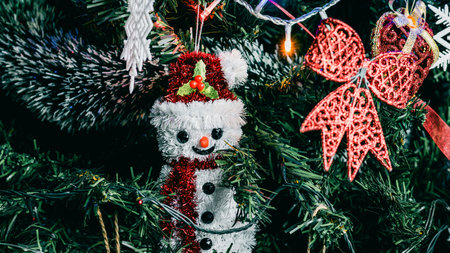 Christmas decorations. Colorful Christmas lights backgroundの写真素材
