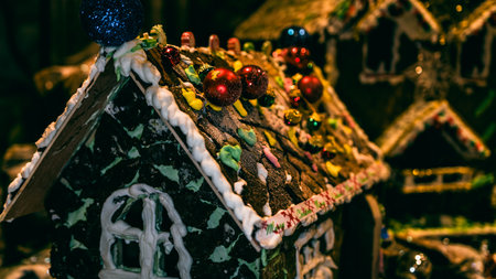 Christmas decorations. Colorful Christmas lights backgroundの写真素材