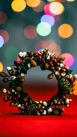 Christmas decorations. Colorful Christmas lights backgroundの写真素材