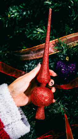 Christmas decorations. Colorful Christmas lights backgroundの写真素材
