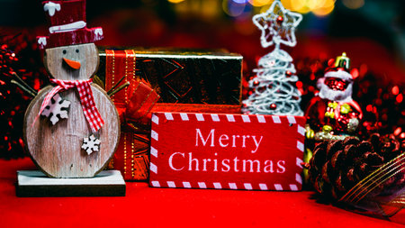 Christmas decorations. Colorful Christmas lights backgroundの写真素材