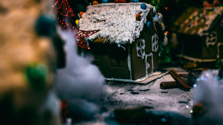 Christmas decorations. Colorful Christmas lights backgroundの写真素材
