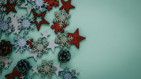 Christmas decorations. Colorful Christmas lights backgroundの写真素材
