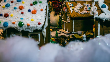 Christmas decorations. Colorful Christmas lights backgroundの写真素材