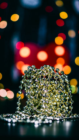 Christmas decorations. Colorful Christmas lights backgroundの写真素材