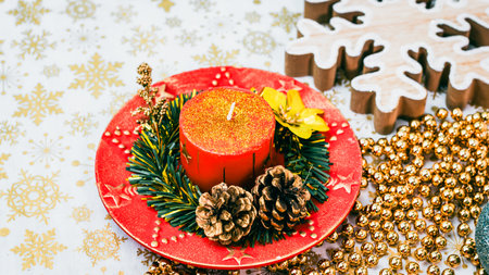 Christmas decorations. Colorful Christmas lights backgroundの写真素材