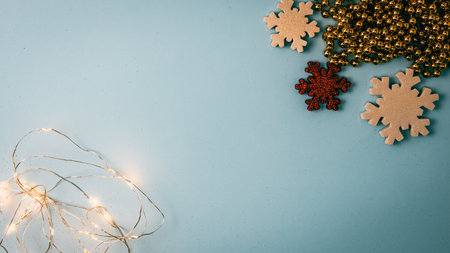 Christmas decorations. Colorful Christmas lights backgroundの写真素材