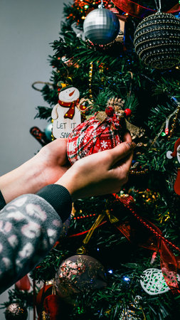 Christmas decorations. Colorful Christmas lights backgroundの写真素材