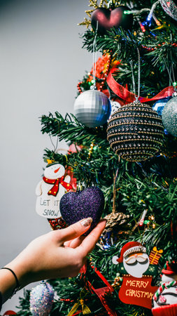Christmas decorations. Colorful Christmas lights backgroundの写真素材