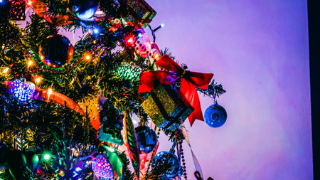 Christmas decorations. Colorful Christmas lights background