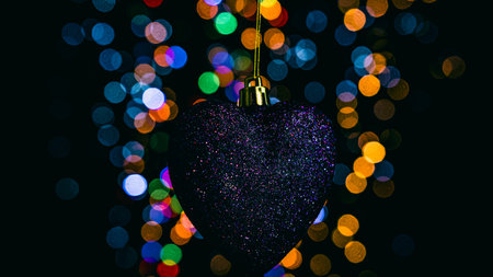 Christmas decorations. Colorful Christmas lights backgroundの写真素材