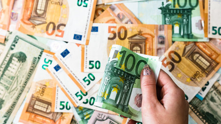 EURO currency. Europe inflation, EUR money. European Union currencyの写真素材