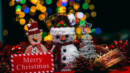 Christmas decorations. Colorful Christmas lights backgroundの写真素材