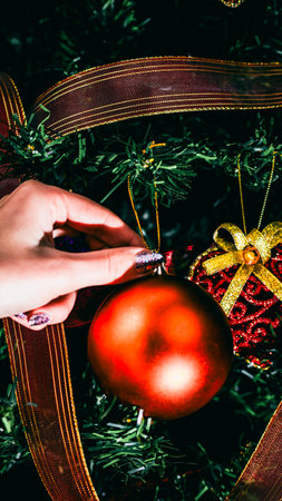 Christmas decorations. Colorful Christmas lights backgroundの写真素材