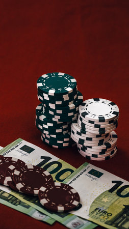 Stack of poker chips for high-stakes casino gamesの写真素材