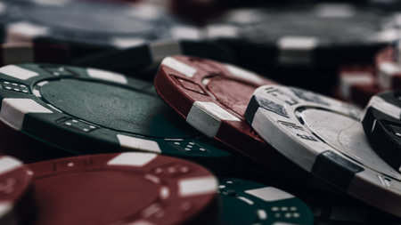 Stack of poker chips for high-stakes casino gamesの写真素材