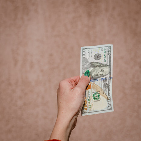 Macro shot of USD currency. USD inflation, US moneyの写真素材
