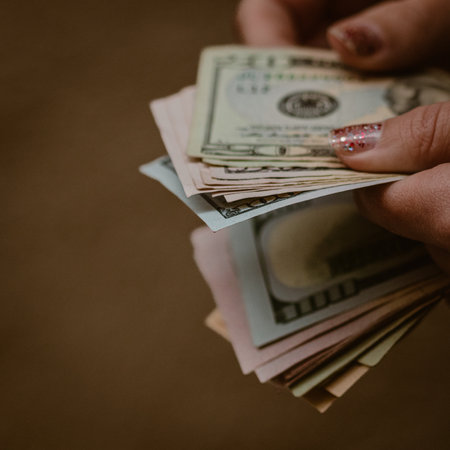 Macro shot of USD currency. USD inflation, US moneyの写真素材