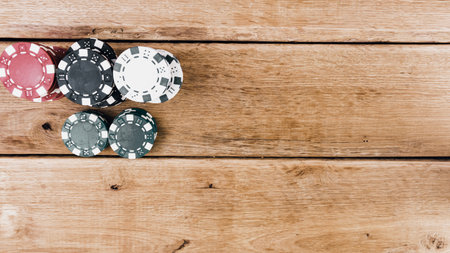 Stack of poker chips for high-stakes casino gamesの写真素材