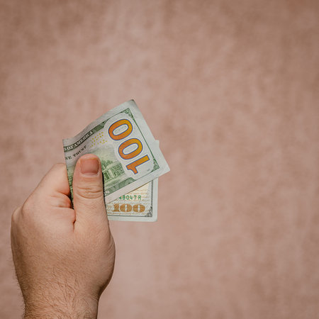 Macro shot of USD currency. USD inflation, US moneyの写真素材