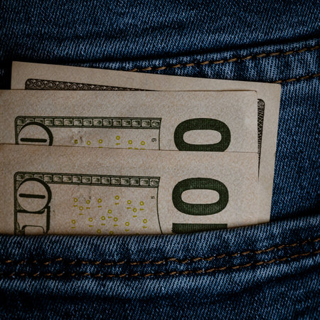 Macro shot of USD currency. USD inflation, US moneyの写真素材