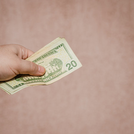 Macro shot of USD currency. USD inflation, US moneyの写真素材