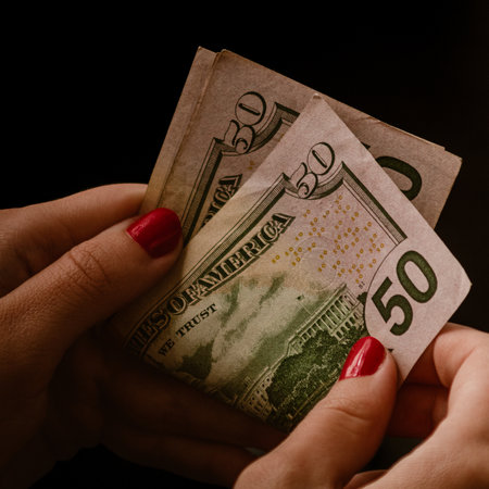 Macro shot of USD currency. USD inflation, US moneyの写真素材