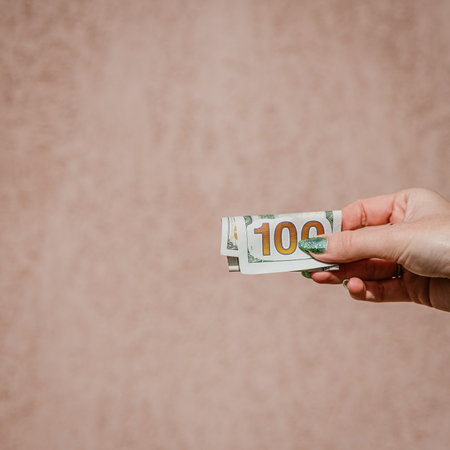 Macro shot of USD currency. USD inflation, US moneyの写真素材