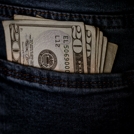 Macro shot of USD currency. USD inflation, US moneyの写真素材