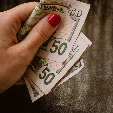 Macro shot of USD currency. USD inflation, US moneyの写真素材