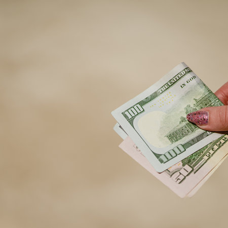 Macro shot of USD currency. USD inflation, US moneyの写真素材