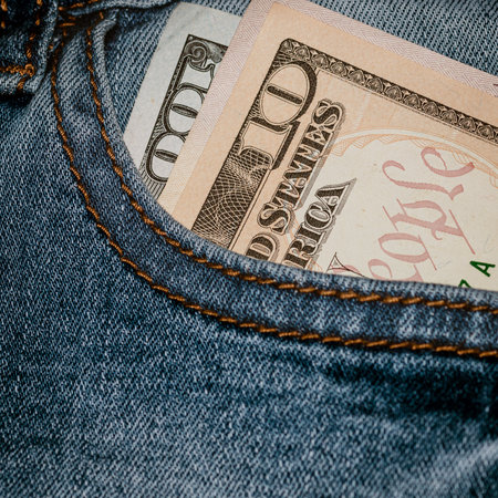 Macro shot of USD currency. USD inflation, US moneyの写真素材