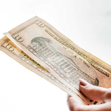 Macro shot of USD currency. USD inflation, US money
