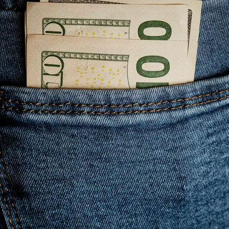 Macro shot of USD currency. USD inflation, US moneyの写真素材