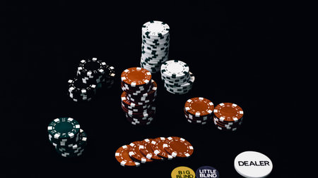 Stack of poker chips for high-stakes casino games