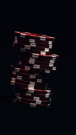 Stack of poker chips for high-stakes casino gamesの写真素材