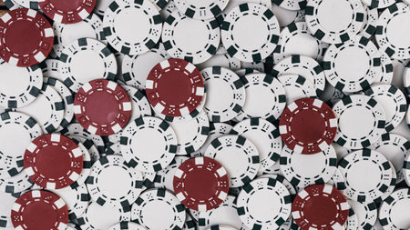 Stack of poker chips for high-stakes casino gamesの写真素材